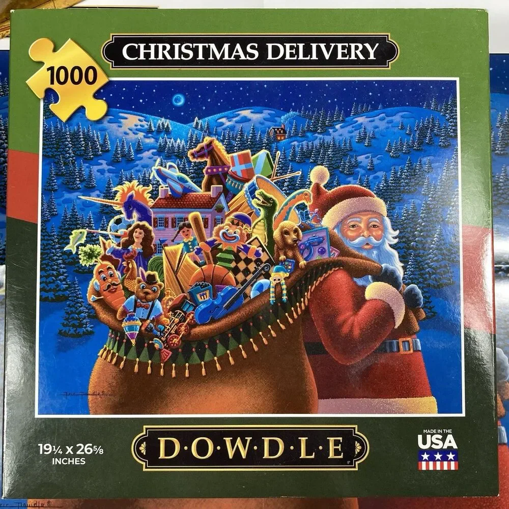 Lot of 3 Dowdle Puzzles Train Station Three Bears & Christmas Delivery 100-1000